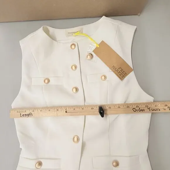 Flying Tomato Free Market Better Than Ever Woven Vest Classy White Gold Jacket S